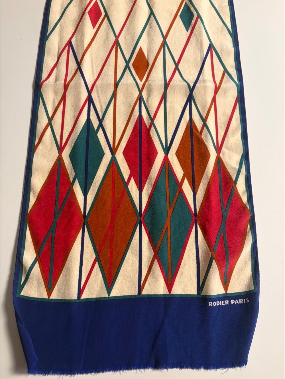 Rodier Paris Vintage Geometric Patterned Scarf